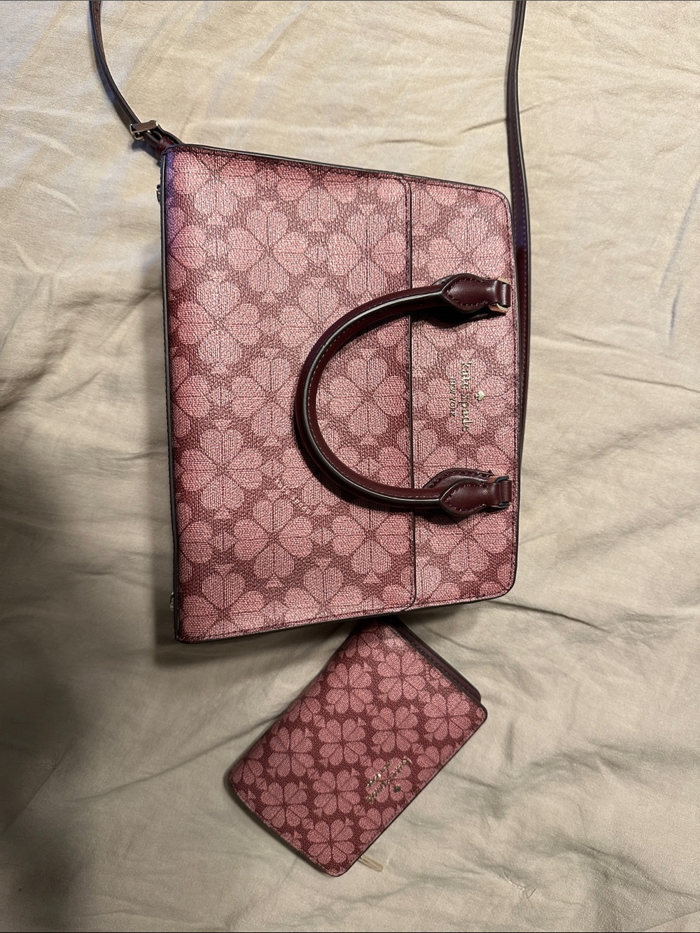 kate spade Pink Floral Print Satchel with Matching Wallet